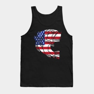 Mens Patriot Fishing Bass US Flag Father's Day Tank Top